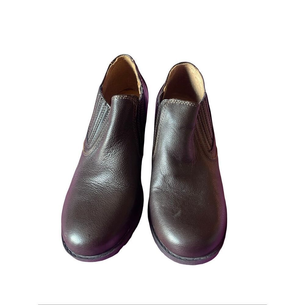 Thom McAn Womens Brown Deidre 2 Leather Wedge Loafer Slip On Shoes Size 9.5